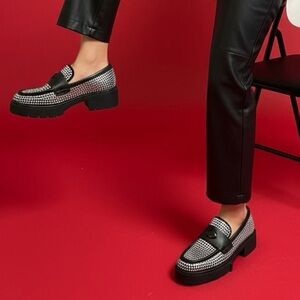 New Coach Size 6 Rare Black Loafers covered with Rhinestones Classy Elegant